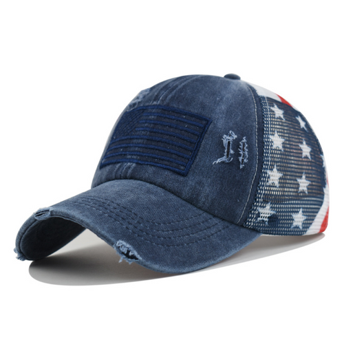 📢📢40% OFF !! ⏰Distressed American Flag Mesh Baseball Cap