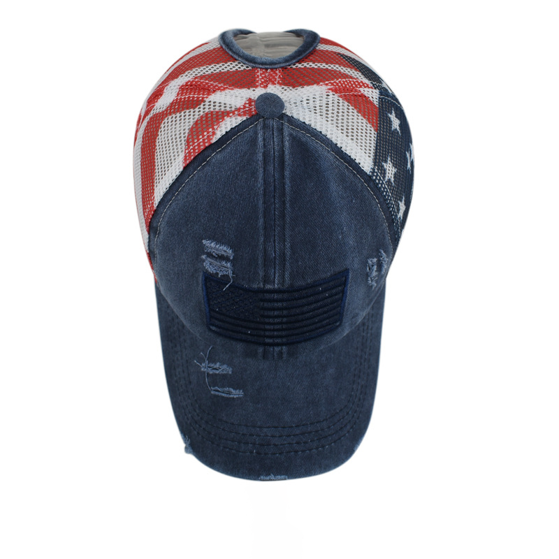 📢📢40% OFF !! ⏰Distressed American Flag Mesh Baseball Cap