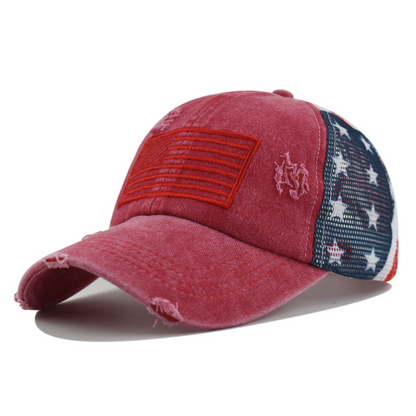 📢📢40% OFF !! ⏰Distressed American Flag Mesh Baseball Cap