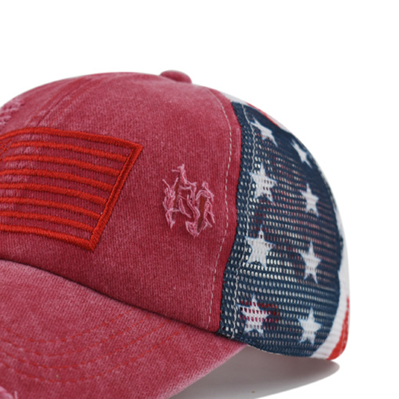 📢📢40% OFF !! ⏰Distressed American Flag Mesh Baseball Cap