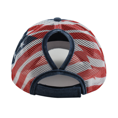 📢📢40% OFF !! ⏰Distressed American Flag Mesh Baseball Cap