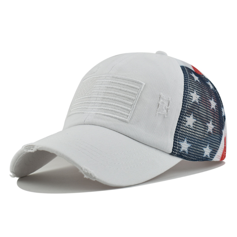 📢📢40% OFF !! ⏰Distressed American Flag Mesh Baseball Cap