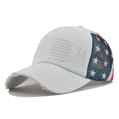 📢📢40% OFF !! ⏰Distressed American Flag Mesh Baseball Cap