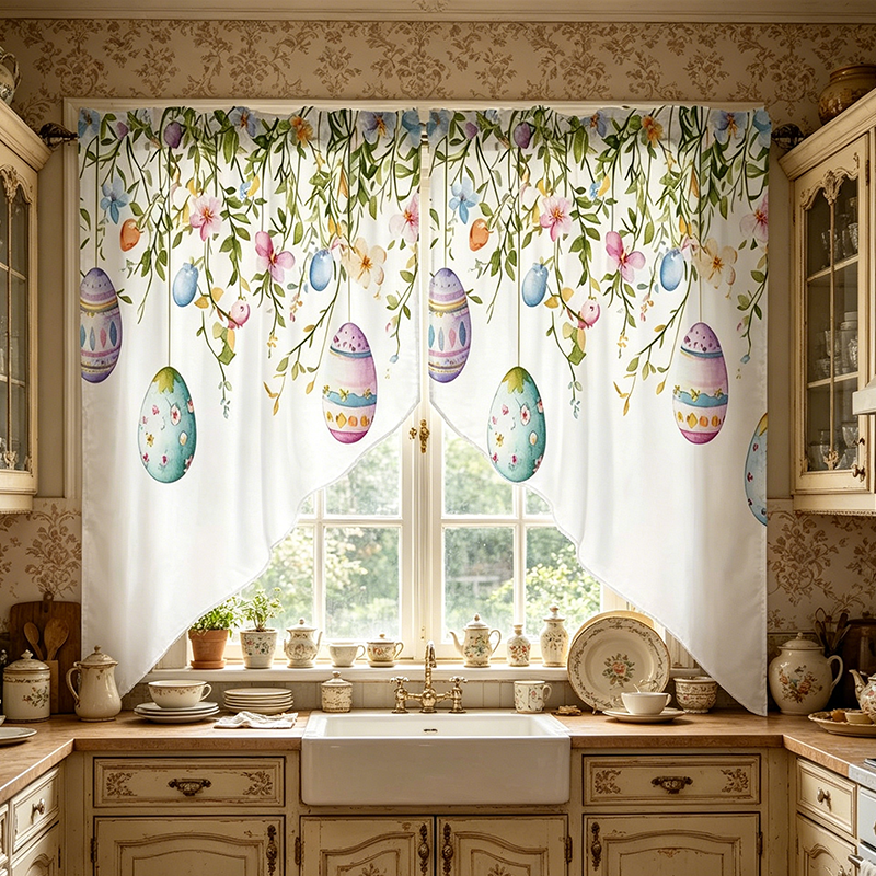 🌸 Botanical Print Window Curtains – Light-Filtering, Rod Pocket, Vibrant 🌿
