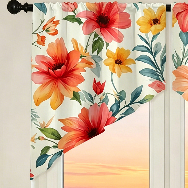 🌸 Botanical Print Window Curtains – Light-Filtering, Rod Pocket, Vibrant 🌿