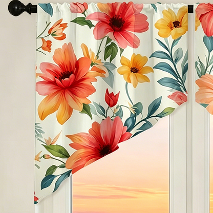 🌸 Botanical Print Window Curtains – Light-Filtering, Rod Pocket, Vibrant 🌿