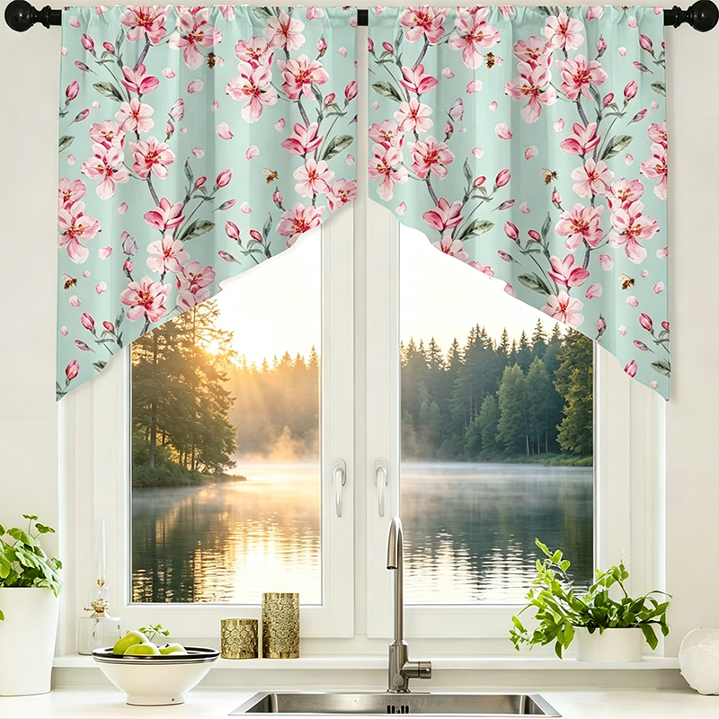 🌸 Botanical Print Window Curtains – Light-Filtering, Rod Pocket, Vibrant 🌿