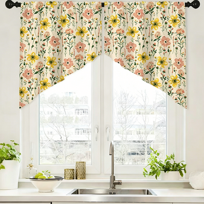 🌸 Botanical Print Window Curtains – Light-Filtering, Rod Pocket, Vibrant 🌿
