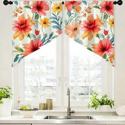 🌸 Botanical Print Window Curtains – Light-Filtering, Rod Pocket, Vibrant 🌿