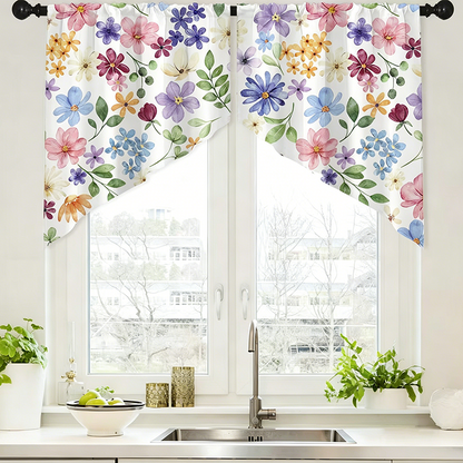 🌸 Botanical Print Window Curtains – Light-Filtering, Rod Pocket, Vibrant 🌿