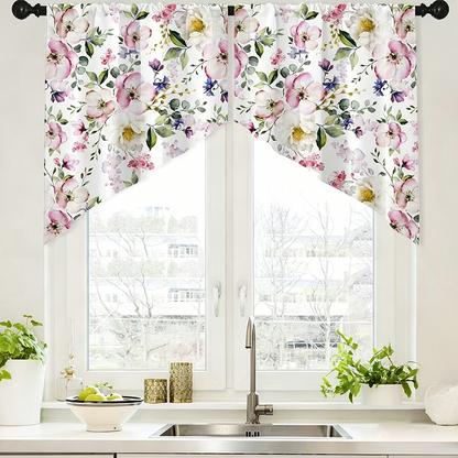 🌸 Botanical Print Window Curtains – Light-Filtering, Rod Pocket, Vibrant 🌿