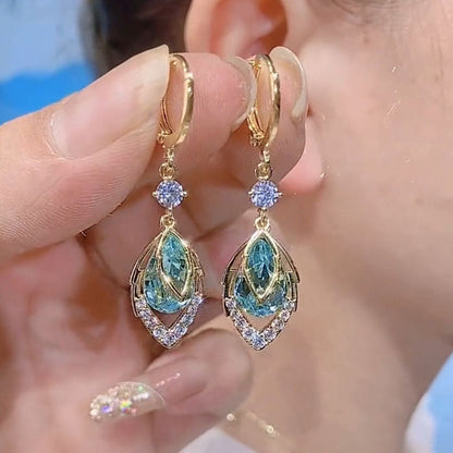 ⏳Limited-time 30% off⏰Sky Blue Drop Dangle Hoop Earrings💧💍