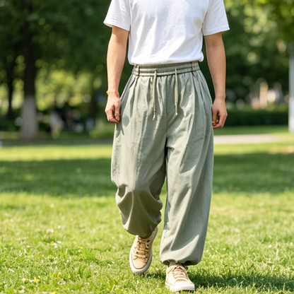 📢📢30% OFF !! ⏰ Men's Summer Loose Fit Harem Pants – Breathable cotton, elastic waist & relaxed fit – perfect for lounging, yoga or hot days 🧘‍♂️