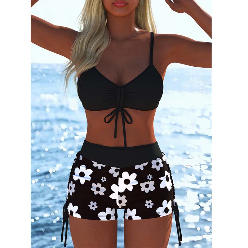 🩱 LIMITED-TIME 40% OFF! ✨ Women's Bikini Set – Drawstring Top, Boy Shorts, Multiple Styles 🏖️