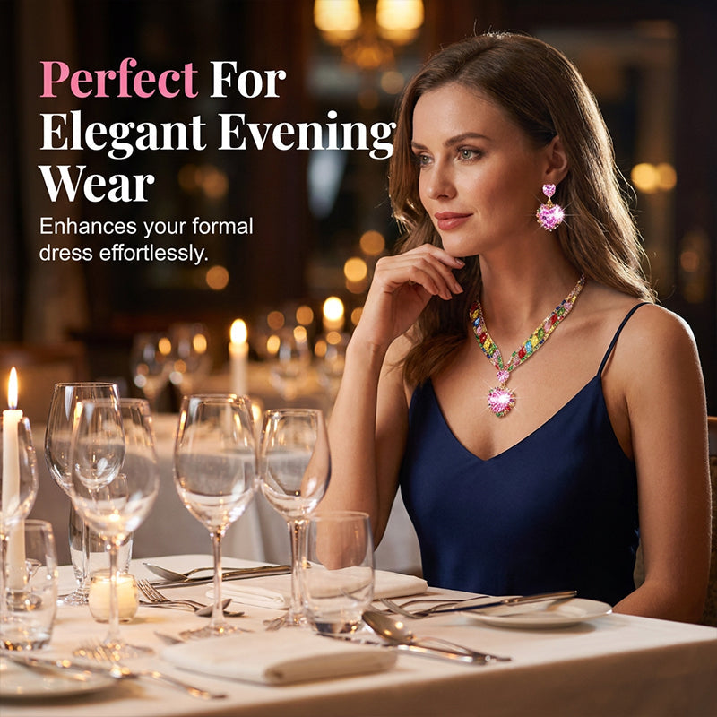 💎Sparkling Heart Jewelry Set – Necklace & Earrings, Elegant, Lightweight 💖