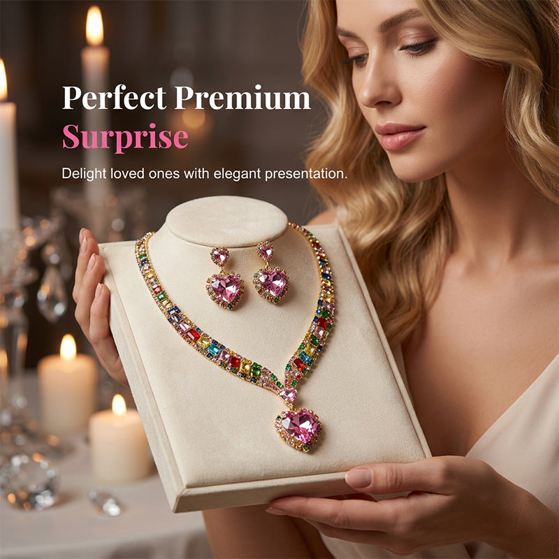 💎Sparkling Heart Jewelry Set – Necklace & Earrings, Elegant, Lightweight 💖