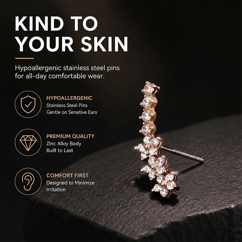 🔥Buy 1, Get 2 Free🔥Starry Flower Rhinestone Ear Climber Earrings💎
