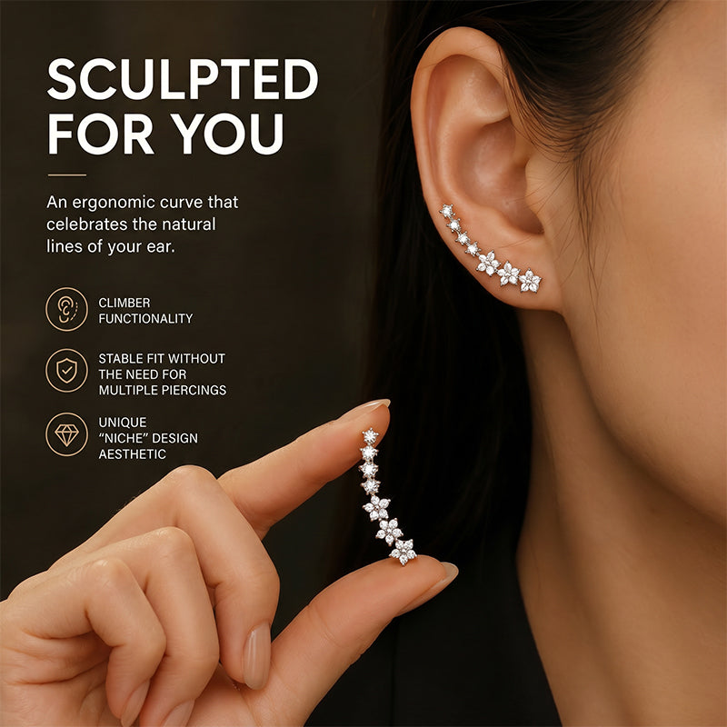 🔥Buy 1, Get 2 Free🔥Starry Flower Rhinestone Ear Climber Earrings💎