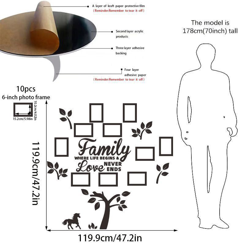 🌳 LIMITED-TIME 40% OFF! ✨ 3D Family Tree Photo Frame Wall Sticker – Modern, Glossy, Self-Adhesive 🏡