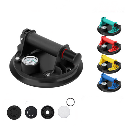 8-Inch Glass Vacuum Suction Cup with Pressure Gauge