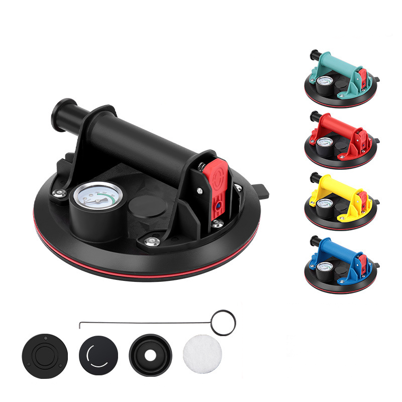 8-Inch Glass Vacuum Suction Cup with Pressure Gauge