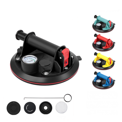 8-Inch Glass Vacuum Suction Cup with Pressure Gauge