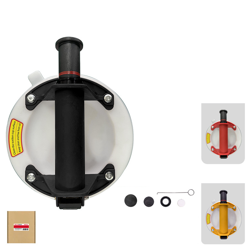 8-Inch Glass Vacuum Suction Cup with Pressure Gauge