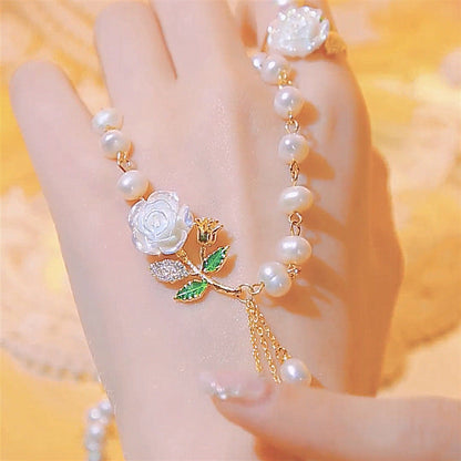 🌹 LIMITED-TIME 30% OFF! ✨ Roses and Pearls Necklace – Romantic, Alloy, Adjustable ✨