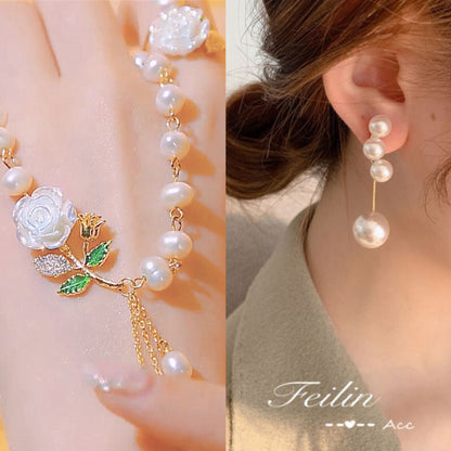 🌹 LIMITED-TIME 30% OFF! ✨ Roses and Pearls Necklace – Romantic, Alloy, Adjustable ✨