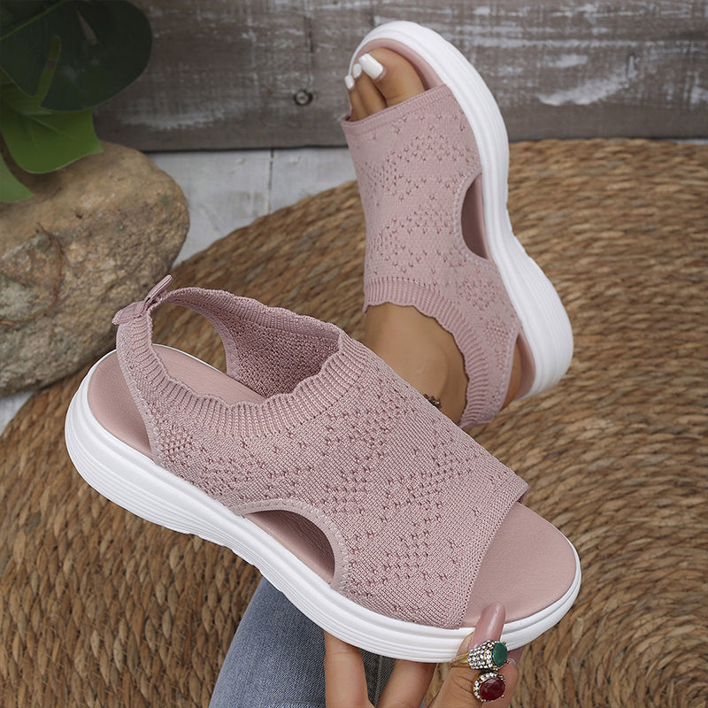 👡 Breathable knitted platform sandals for women – lightweight & comfortable
