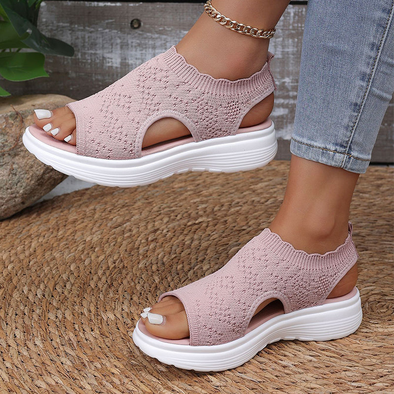 👡 Breathable knitted platform sandals for women – lightweight & comfortable