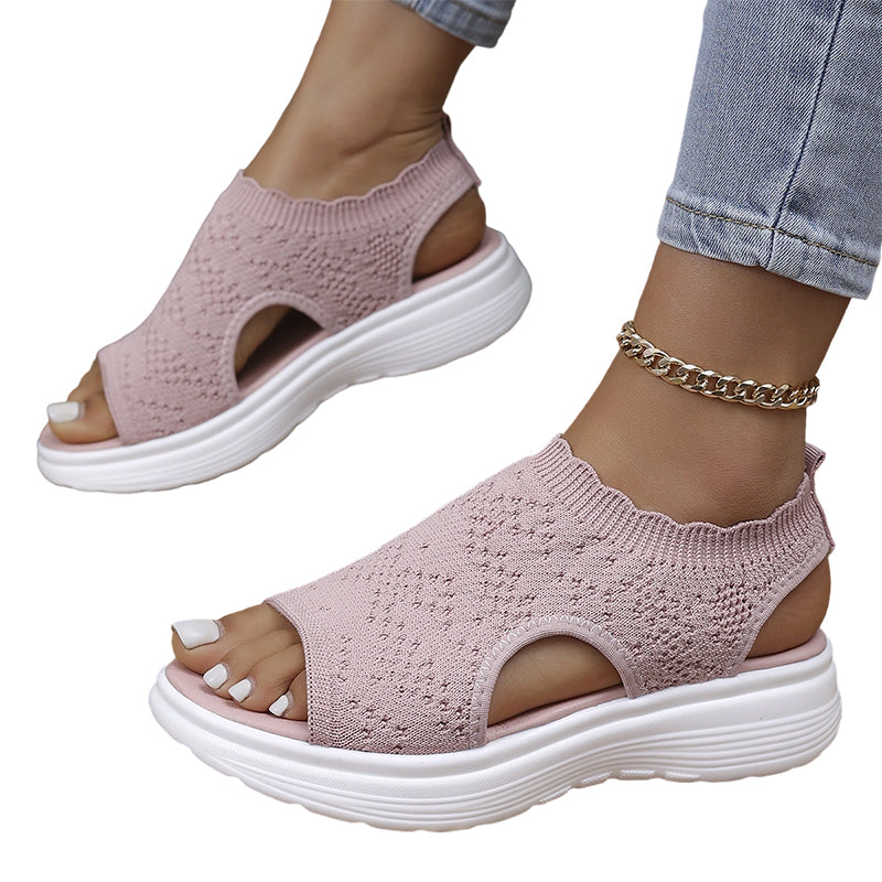 👡 Breathable knitted platform sandals for women – lightweight & comfortable