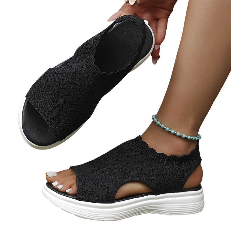 👡 Breathable knitted platform sandals for women – lightweight & comfortable