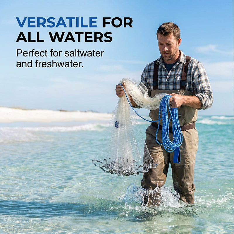 📢📢50% OFF !! ⏰ Easy-Throw Cast Net – Heavy-Duty Mesh, Rapid Sinking, Versatile 🌊