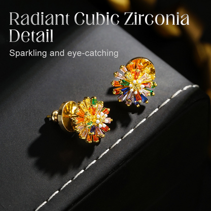 ✨ LIMITED-TIME 30% OFF! ✨ Colorful Firework Stud Earrings – Cubic Zirconia, 18K Plated, Festive 🎆