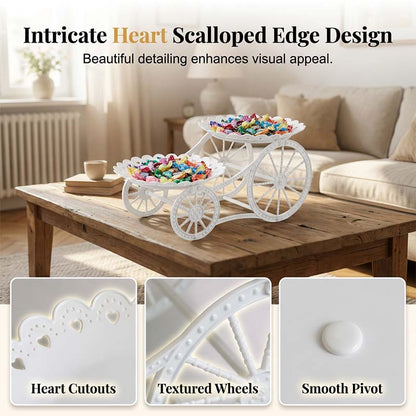 📢📢30% OFF !! ⏰Two-Tier Carriage Serving Stand 🍰 Roll It Anywhere, Serve in Style – Two Spacious Tiers & Smooth Wheels ✨