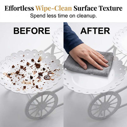 📢📢30% OFF !! ⏰Two-Tier Carriage Serving Stand 🍰 Roll It Anywhere, Serve in Style – Two Spacious Tiers & Smooth Wheels ✨