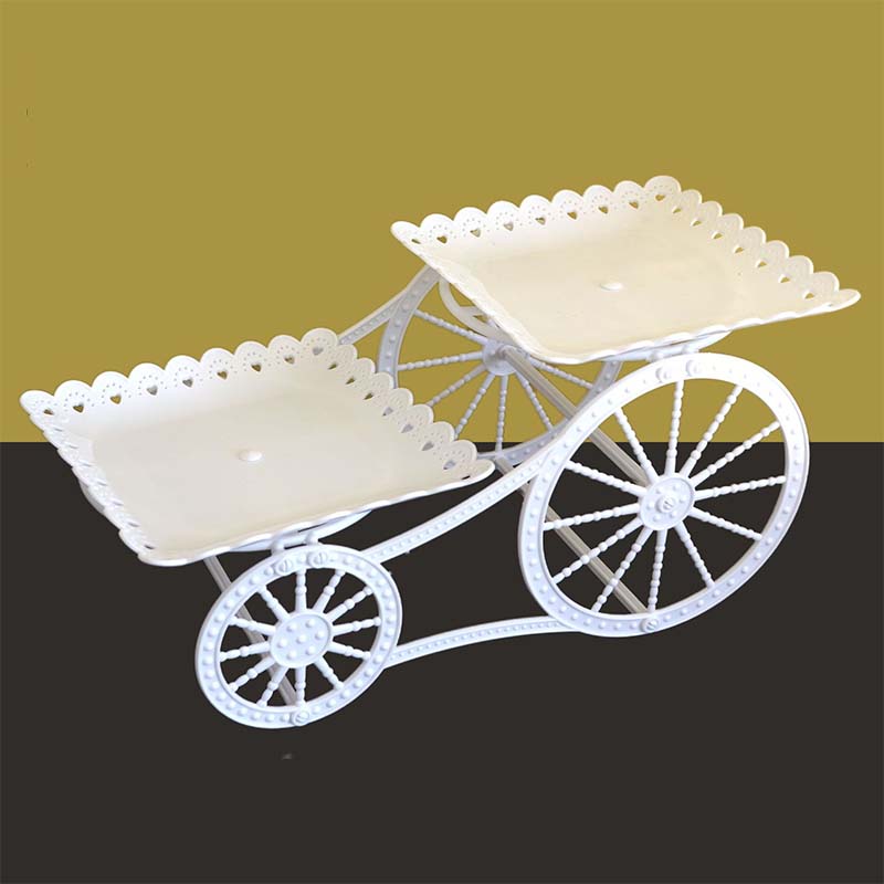 📢📢30% OFF !! ⏰Two-Tier Carriage Serving Stand 🍰 Roll It Anywhere, Serve in Style – Two Spacious Tiers & Smooth Wheels ✨