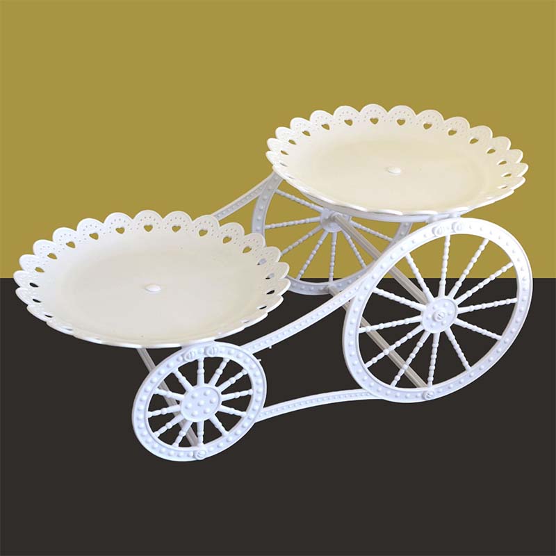 📢📢30% OFF !! ⏰Two-Tier Carriage Serving Stand 🍰 Roll It Anywhere, Serve in Style – Two Spacious Tiers & Smooth Wheels ✨
