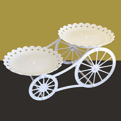 📢📢30% OFF !! ⏰Two-Tier Carriage Serving Stand 🍰 Roll It Anywhere, Serve in Style – Two Spacious Tiers & Smooth Wheels ✨