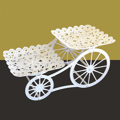 📢📢30% OFF !! ⏰Two-Tier Carriage Serving Stand 🍰 Roll It Anywhere, Serve in Style – Two Spacious Tiers & Smooth Wheels ✨