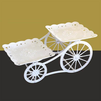 📢📢30% OFF !! ⏰Two-Tier Carriage Serving Stand 🍰 Roll It Anywhere, Serve in Style – Two Spacious Tiers & Smooth Wheels ✨