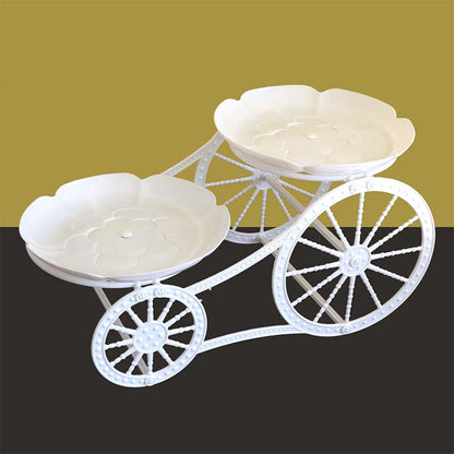 📢📢30% OFF !! ⏰Two-Tier Carriage Serving Stand 🍰 Roll It Anywhere, Serve in Style – Two Spacious Tiers & Smooth Wheels ✨