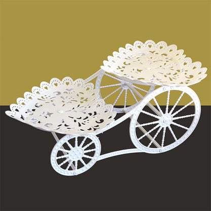 📢📢30% OFF !! ⏰Two-Tier Carriage Serving Stand 🍰 Roll It Anywhere, Serve in Style – Two Spacious Tiers & Smooth Wheels ✨