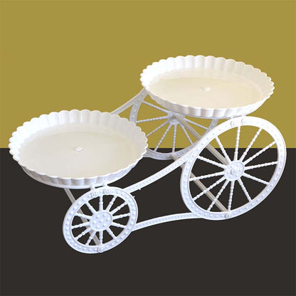 📢📢30% OFF !! ⏰Two-Tier Carriage Serving Stand 🍰 Roll It Anywhere, Serve in Style – Two Spacious Tiers & Smooth Wheels ✨