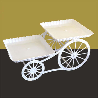 📢📢30% OFF !! ⏰Two-Tier Carriage Serving Stand 🍰 Roll It Anywhere, Serve in Style – Two Spacious Tiers & Smooth Wheels ✨