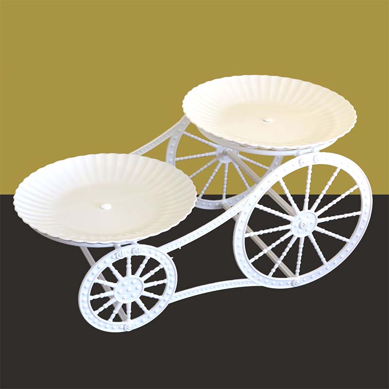 📢📢30% OFF !! ⏰Two-Tier Carriage Serving Stand 🍰 Roll It Anywhere, Serve in Style – Two Spacious Tiers & Smooth Wheels ✨