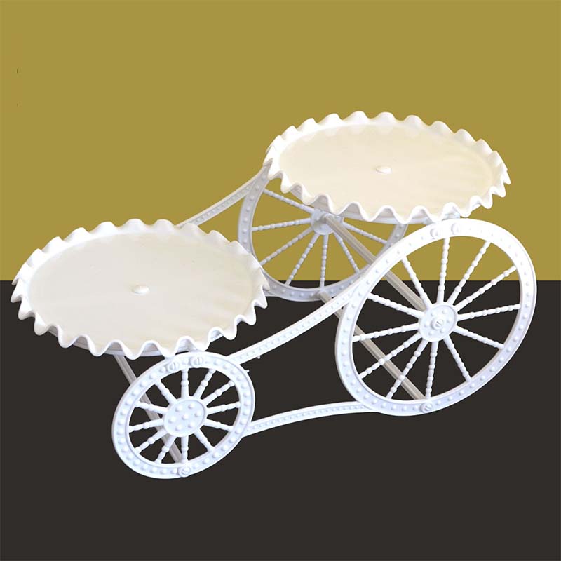 📢📢30% OFF !! ⏰Two-Tier Carriage Serving Stand 🍰 Roll It Anywhere, Serve in Style – Two Spacious Tiers & Smooth Wheels ✨