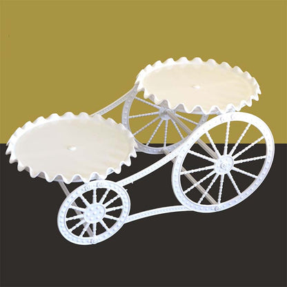 📢📢30% OFF !! ⏰Two-Tier Carriage Serving Stand 🍰 Roll It Anywhere, Serve in Style – Two Spacious Tiers & Smooth Wheels ✨