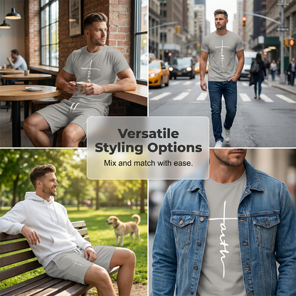 🔥While Supplies Last 40% OFF!🎉 Men's Faith Graphic T-Shirt & Shorts Set